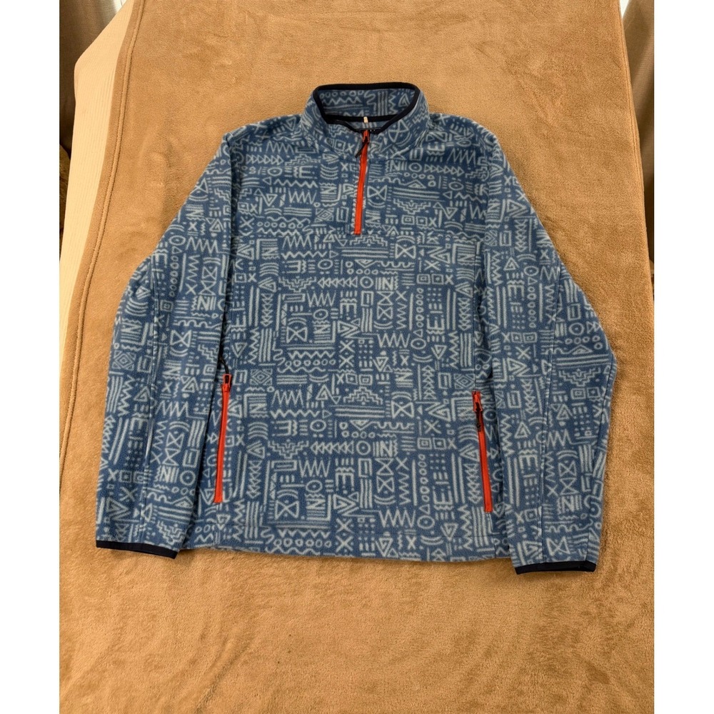 Chubbies Sketch abstract geo size XXL Blue 1/4 zip fleece pullover sweatshirt‎